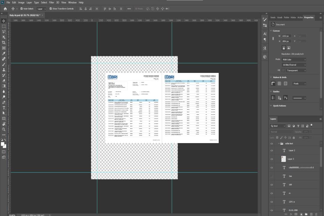 Déclaration de transaction financière de la Bank Rakyat Indonesia (BRI) d'Indonésie, modèle Word et PDF, 2 pages template